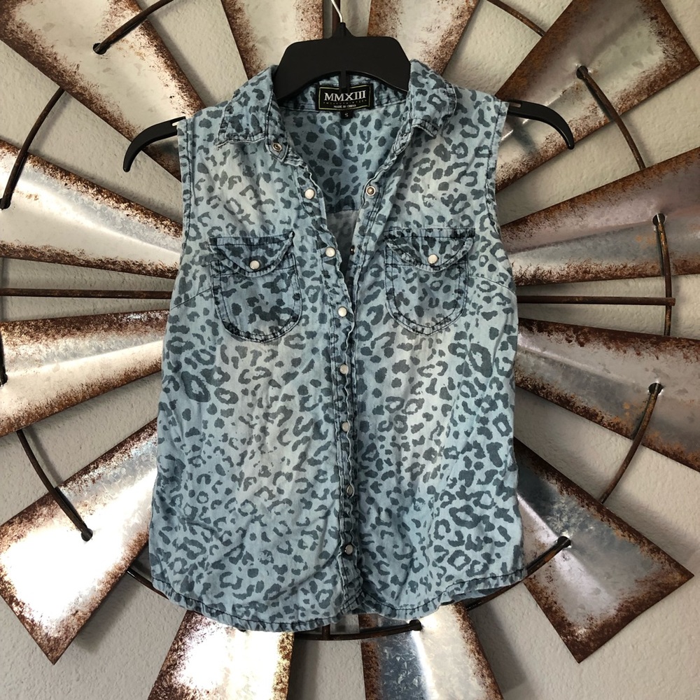 Leopard Print Denim Tank